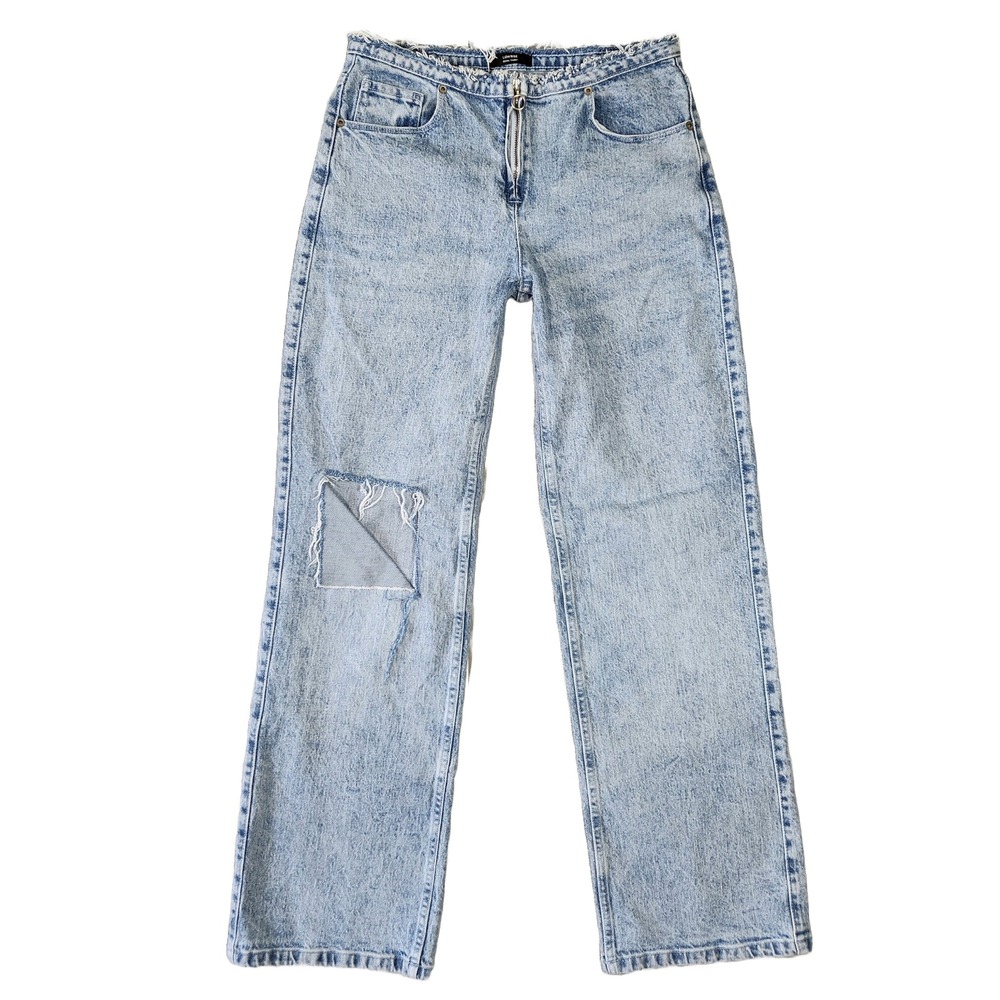 Social Tourist Jean Women 1 Low Rise Y2k Wide Leg Distressed Raw Hem Baggy Bratz